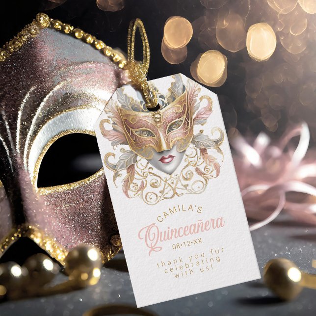 Masquerade Quinceanera Rose Gold ID1031 Presentetikett (Skapare uppladdad)