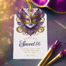 Masquerade Sweet 16 Lila Guld ID1032 Presentetikett
