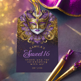 Masquerade Sweet 16 Lila Guld V2 ID1032 Presentetikett