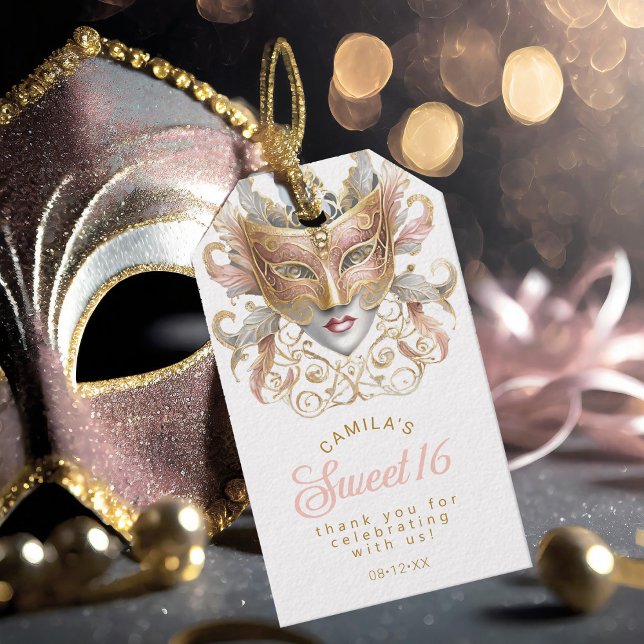 Masquerade Sweet 16 Rose Gold ID1032 Presentetikett (Skapare uppladdad)