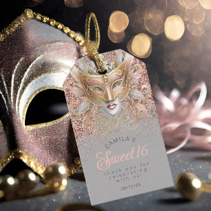 Masquerade Sweet Sixteen Rose Gold V2 ID1032 Presentetikett
