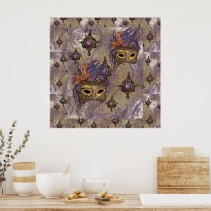 MASQUERADE VENICE KONST POSTER