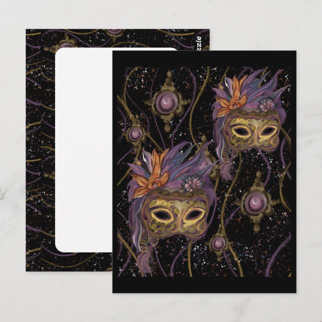 MASQUERADE VENICE  KONST      VYKORT (Fram/baksida)