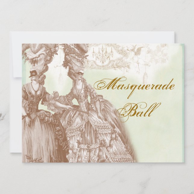 Masqueraden Boll, Tal och guld Inbjudningar (Framsida)