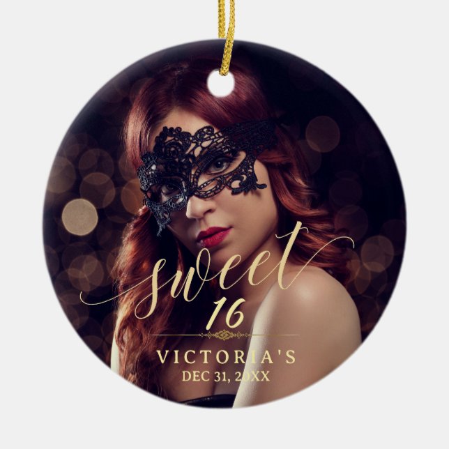 Masquerafoto Sweet 16 Julgransprydnad Keramik (Framsidan)