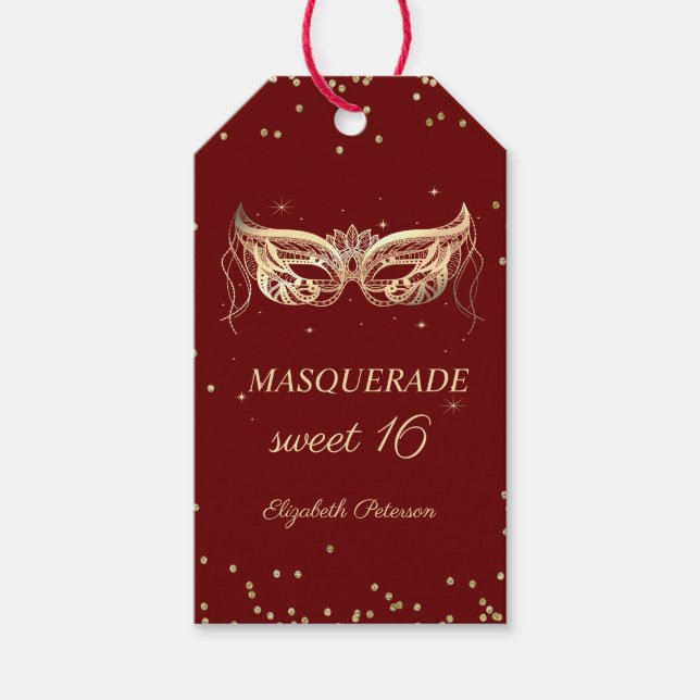 MasqueraGuld Diamonds Red Sweet 16 Presentetikett (Framsidan)