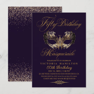 Masquerainbjudan till Lila Guld vid 50:e födelseda Inbjudningar