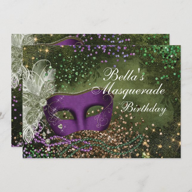 MasqueraMardi Gras Party-inbjudningar Inbjudningar (Fram/baksida)