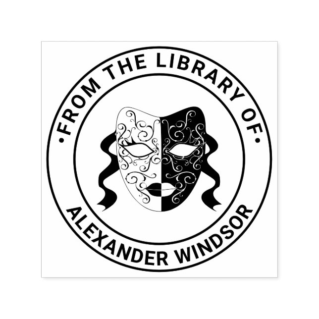 Masqueramask #1 Bibliotek Bok Namn Självfärgande Stämpel (Design)