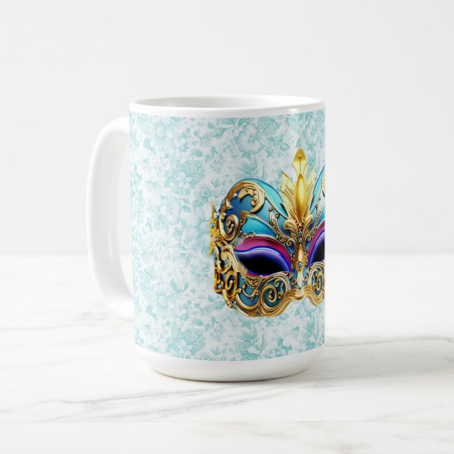 Masqueramask med Golden Embellishments Kaffemugg (Framsida vänster)