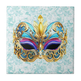 Masqueramask med Golden Embellishments Kakelplatta