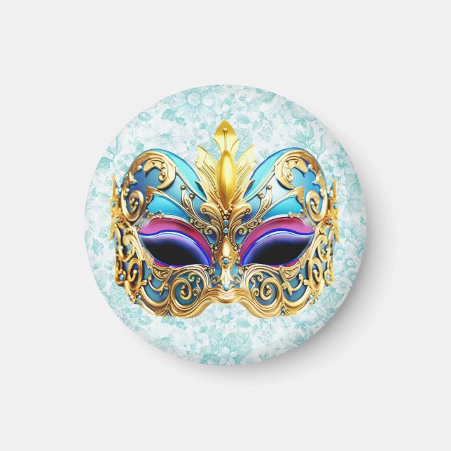 Masqueramask med Golden Embellishments Magnet (Framsidan)