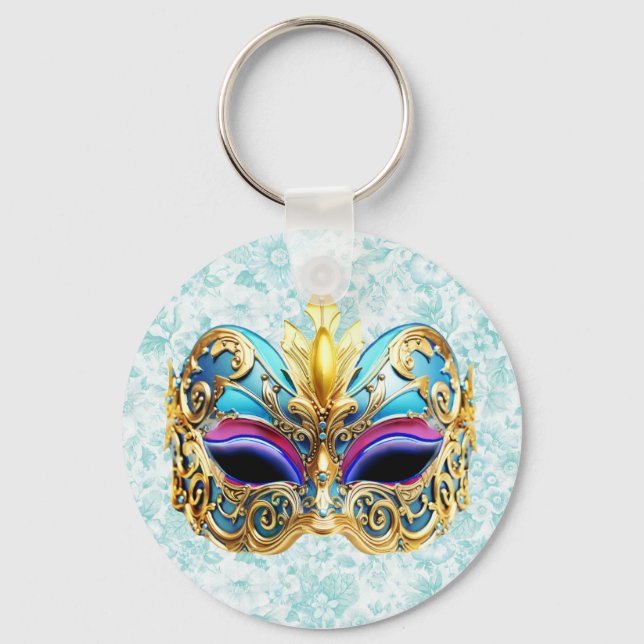Masqueramask med Golden Embellishments Nyckelring (Framsida)