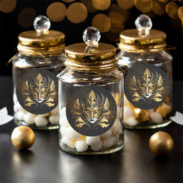 Masqueramask Motif Black Guld ID1031 Runt Klistermärke