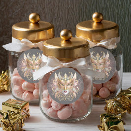 Masqueramask Motif Ro Guld ID1031 Runt Klistermärke