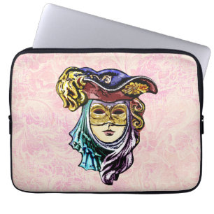 Masqueramask på Dusty Rosa Brocade Mönster Laptop Fodral