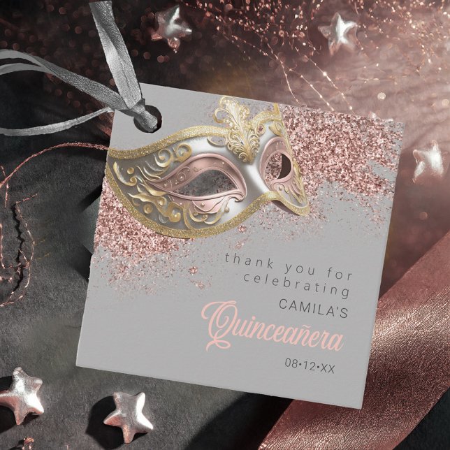 Masqueramask Quinceanera Ro Guld ID1031 Gåvor Etiketter (Skapare uppladdad)