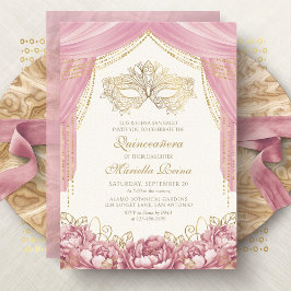 Masqueramask Rosa Quinceanera Inbjudningar