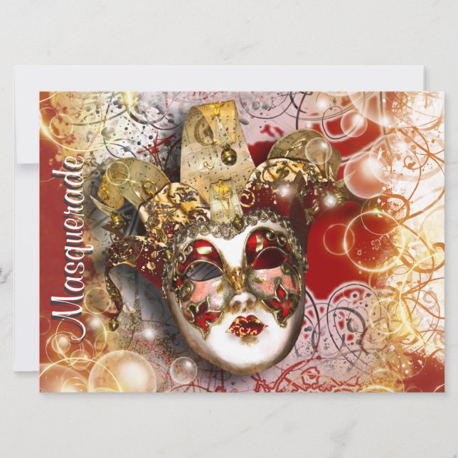 Masqueramask venetian mardi gras party inbjudningar (Framsida)