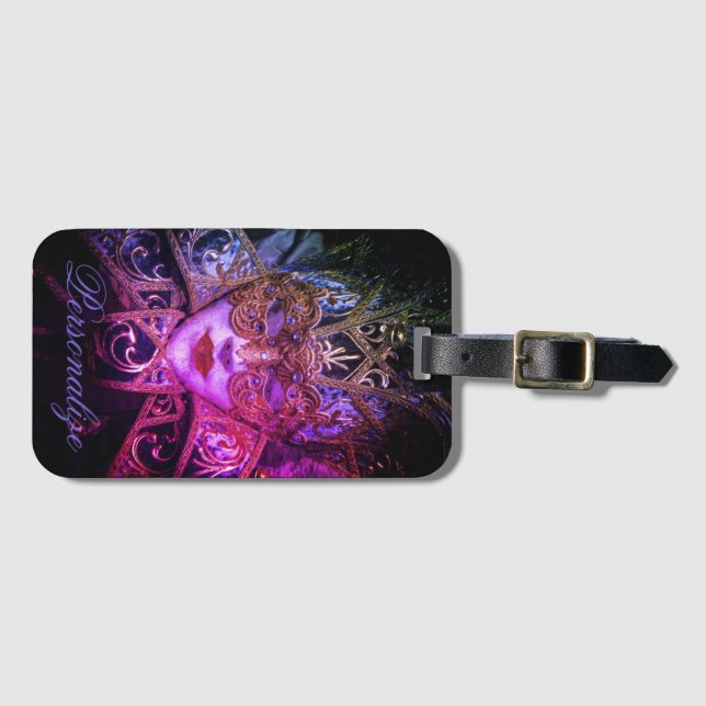 Masqueramask Victorian elegant goth Black rosa Bagagebricka (Framsida horisontal)