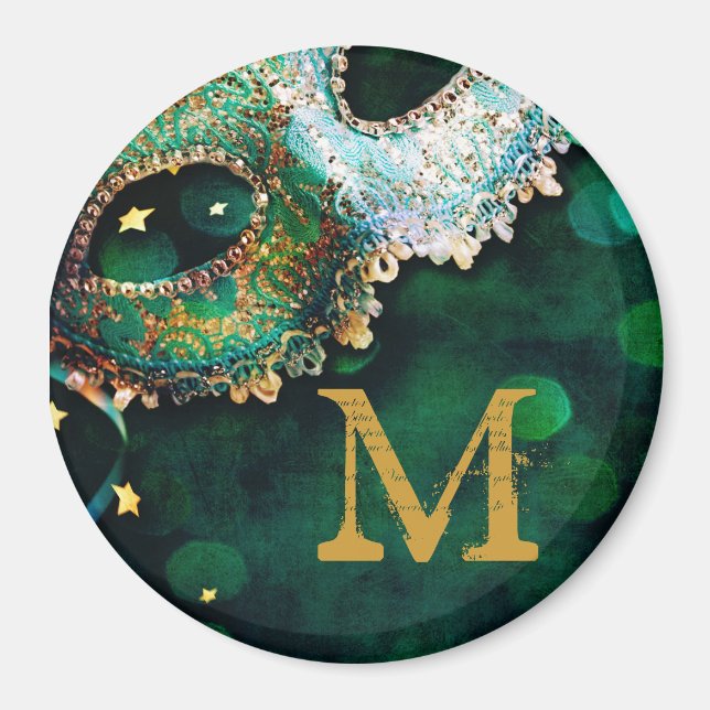 MasqueramaskCostume Monogram initial Magnet (Framsidan)
