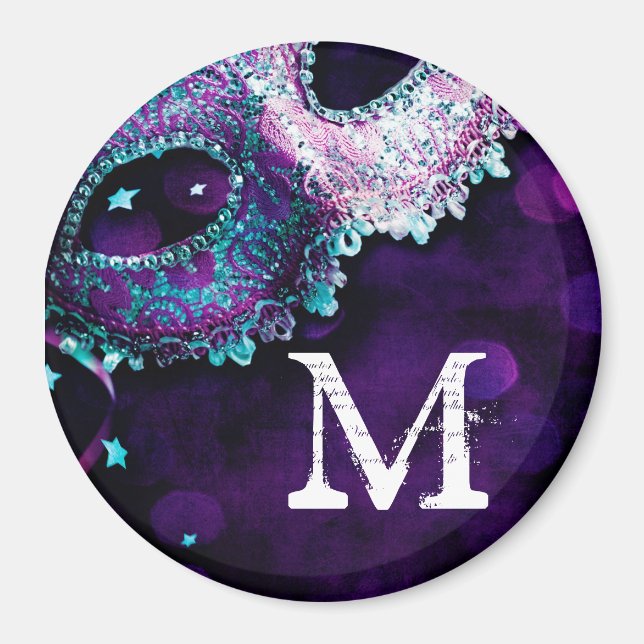 MasqueramaskCostume Monogram initial Magnet (Framsidan)