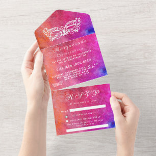 Masqueramaskens Rosa Glitter Abstrakt Quinceanera