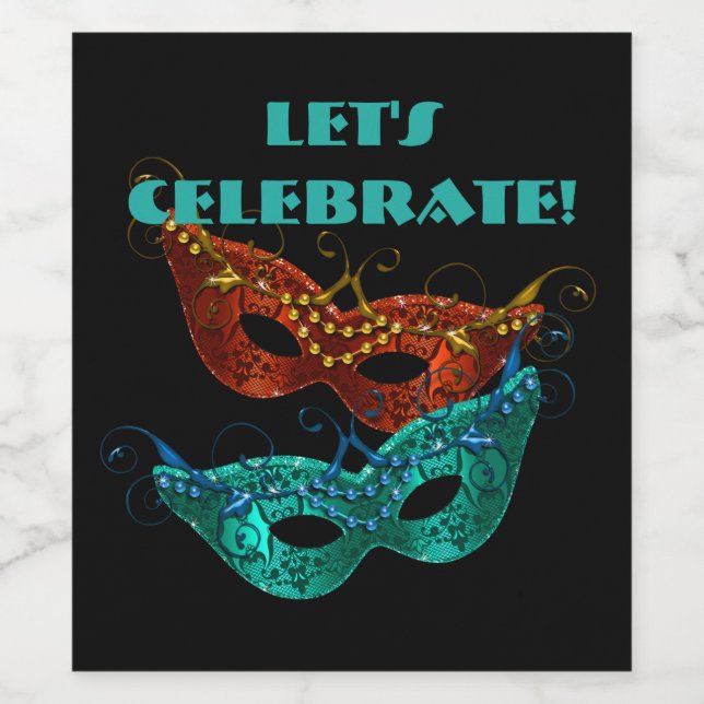 Masqueramasker, Låt oss Celebrate! Vin-etikett Vinflaska Etikett (Singel etikett)