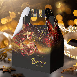 Masqueramasker Quinceanera Red Guld ID1031 Presentaskar