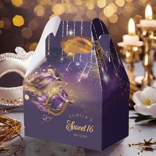 Masqueramasker Sweet sixteen Lila Guld ID1032 Presentaskar