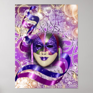 Masqueramaskvenetiansk lila rosa poster