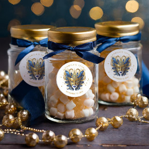 MasqueraMotif Sweet 16 Blue Guld ID1032 Runt Klistermärke