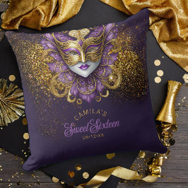 MasqueraMotif Sweet 16 Lila Guld V2 ID1032 Kudde