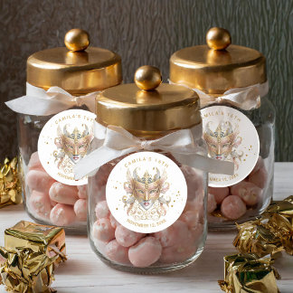 MasqueraMotif Sweet 16 Ro Guld ID1032 Runt Klistermärke