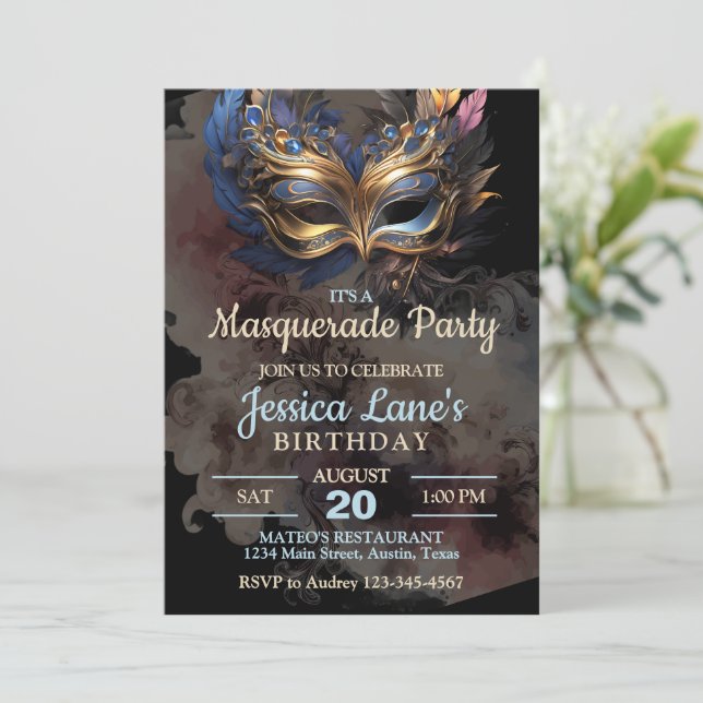 MasqueraParty Birthday Inbjudningar (Stående Fram)