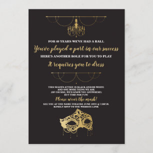 MasqueraParty Birthday Mask Guld Inbjudan