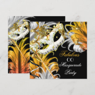 MasqueraParty Fabulous Birthday Guld Silver 2 Inbjudningar