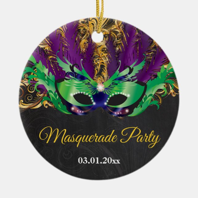 MasqueraParty Magic Night Grönt Lila Guld Julgransprydnad Keramik (Framsidan)