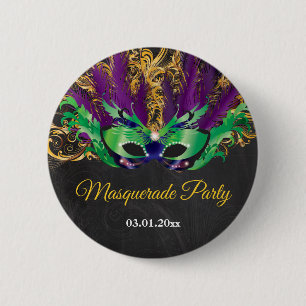 MasqueraParty Magic Night Grönt Lila Guld Knapp