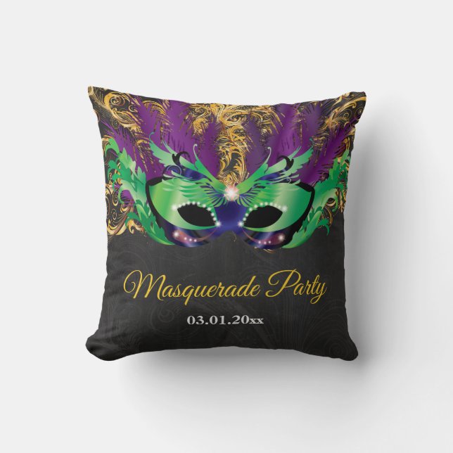 MasqueraParty Magic Night Grönt Lila Guld Kudde (Framsida)