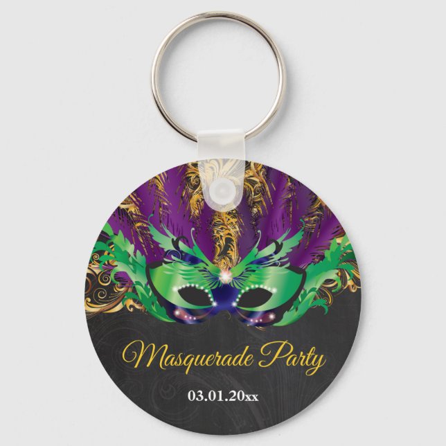 MasqueraParty Magic Night Grönt Lila Guld Nyckelring (Framsida)