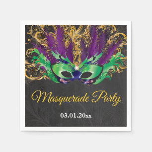 MasqueraParty Magic Night Grönt Lila Guld Pappersservett