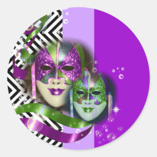 Masqueraparty mardi gras mask runt klistermärke