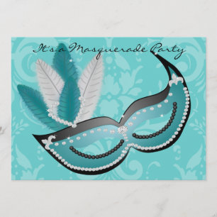 MasqueraParty Turquise Venetian Mask Inbjudan