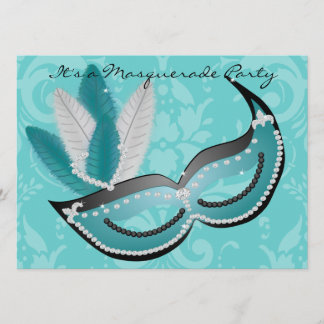 MasqueraParty Turquise Venetian Mask Inbjudan