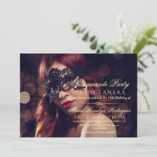 MasqueraQuinceanera-fotoinbjudan Inbjudningar