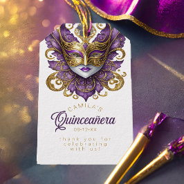 MasqueraQuinceanera Lila Guld ID1031 Presentetikett