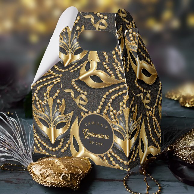 MasqueraQuinceanera Mönster Black Guld ID1031 Presentaskar (Skapare uppladdad)