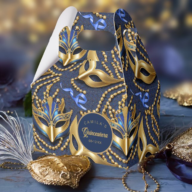 MasqueraQuinceanera Mönster Blue Guld ID1031 Presentaskar (Skapare uppladdad)