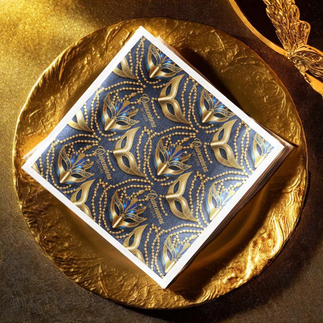 MasqueraQuinceanera Pärlor Masks Blue ID1031 Pappersservett (Skapare uppladdad)